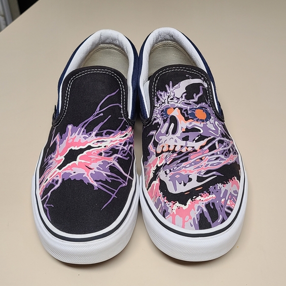 Vans Other - Vans Slip On Zap glow in the Dark trippy Skull skateboard shoes size 10 1/2